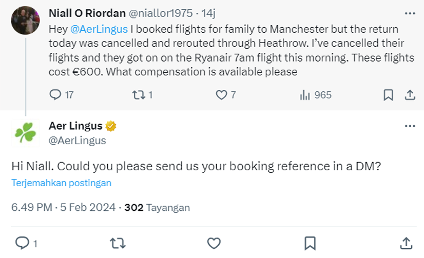 Contact the airline faster: (Ar Lingus Twitter)