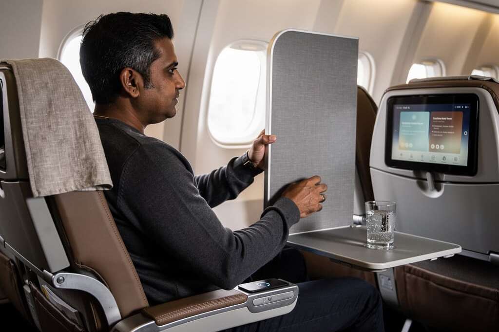 Emirates unveils world's first electric premium economy seat on A350 with privacy dividers